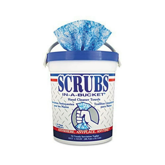 Hand Cleaner Towels Cloth, 10 x 12, Blue/White, 72/Bucket