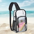 thumbnail image 7 of Clear Sling Bag - PVC Transparent Crossbody Shoulder Bag with Zippered Front Pocket, Side Mesh Water Bottle Pockets and Adjustable Strap, Stadium-Friendly Concert and Travel Bag, 7 of 7
