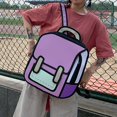 thumbnail image 4 of Cartoon Fashion Backpack Casual Oxford Cloth Soft Korean BackPack (Purple), 4 of 5