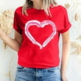 thumbnail image 2 of Lovskoo 2024 Womens Summer Tops Round Neck Short Sleeve Tunics Shirts Valentine's Day Heart Printed T-Shirt Top Top/Shirt Red, 2 of 6