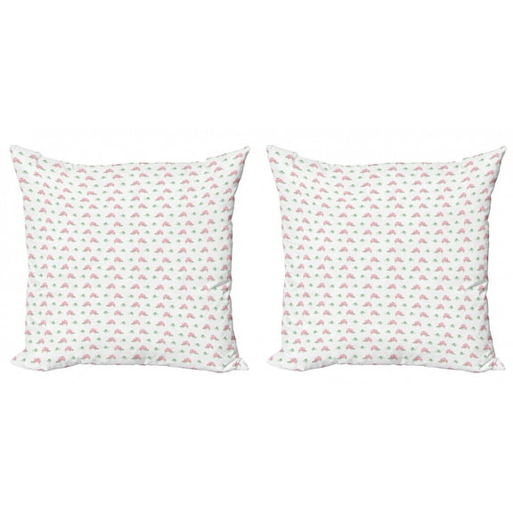 Ambesonne Flower Throw Pillow Cover 2 Pack, Pastel Plumeria, 20", Pale Pink Pale Green