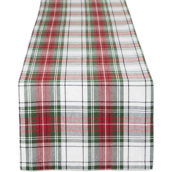 Tartan Plaid Collection Holiday Dining Table & Kitchen Décor, Christmas Table Runner, 14x72, Red, Green & White