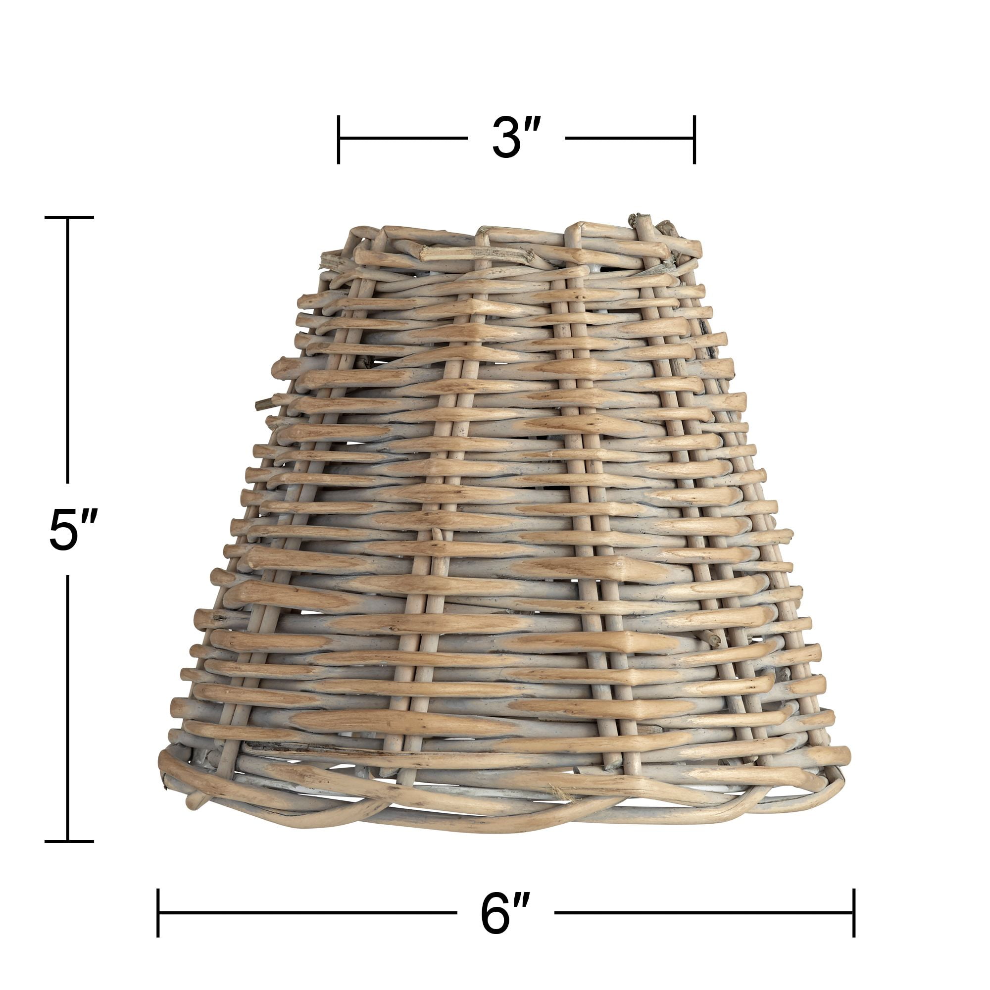 Springcrest 3" Top x 6" Bottom x 5" High x 5" Slant Lamp Shade Replacement Set of 2 Small Natural Wicker Weave Clip On Candelabra