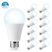 LOHAS Outdoor Dusk to Dawn Light Bulbs,100W Smart LED Light Bulb ,,Smart Sensor Light Bulbs ,1000LM A19 LED Bulb ,5000K Auto On/Off Outdoor Lighting for Porch Garage Yard,12 Pack