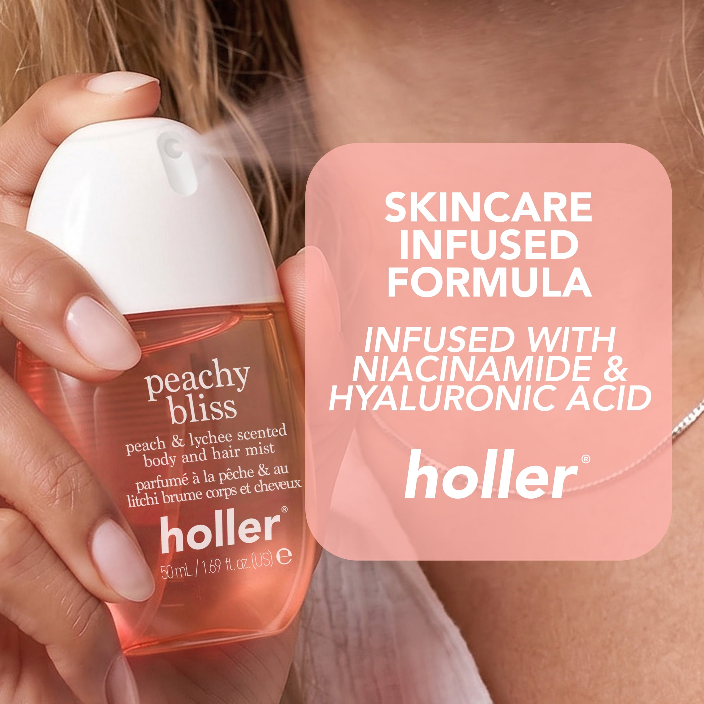 Holler Peachy Bliss Peach Scented Body and Hair Fragrance Mist, 1.69 fl oz