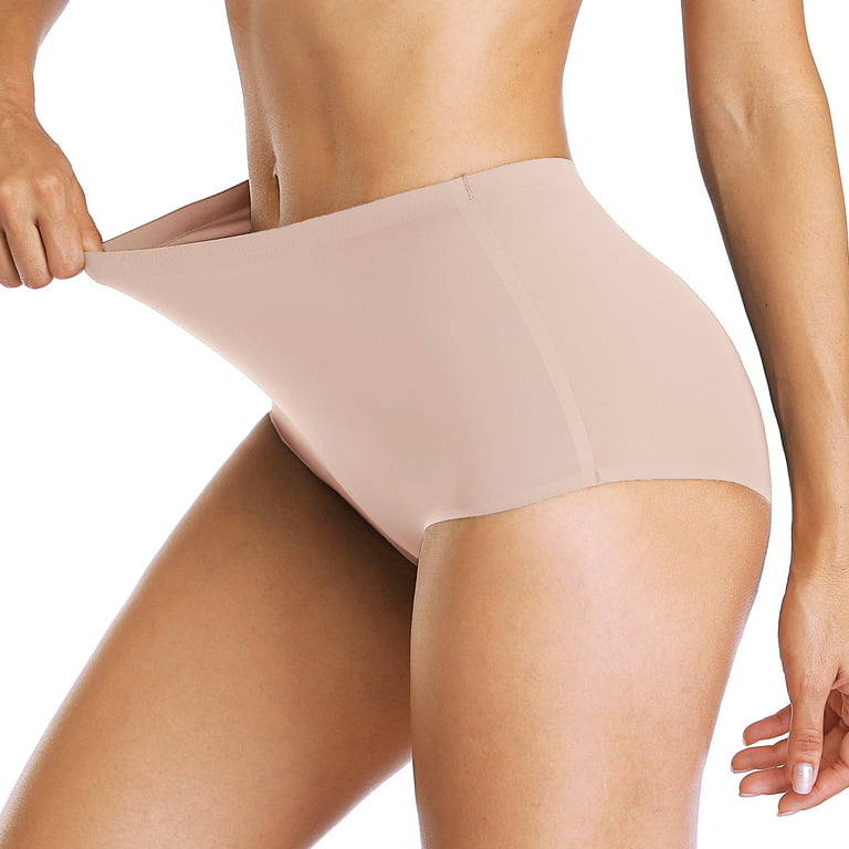 Women's High Waisted Nylon Underwear Ladies Soft Full Briefs