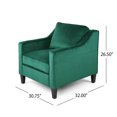 thumbnail image 3 of Milo Contemporary Velvet Club Chair, Green and Dark Brown, 3 of 8