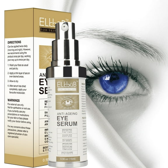 ELBBUB Anti Ageing Eye Serum Visibly Reduces Puffiness, Dark Circles, Fine Lines & Crow's Feet, Eye Cream for Wrinkles, Under Eye Bags Treatment for Women and Man, 0.5 fl.oz