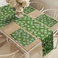 thumbnail image 2 of Ambesonne Floral Table Runner & Placemats, Overview of Flowers Leaves, Placemat 4 pcs + Runner 14"x72", Fern Green White, 2 of 2