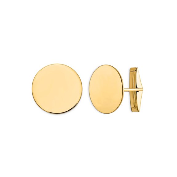 Gem & Harmony Mens Round Polished Cuff Links in 14K Yellow Gold for Men