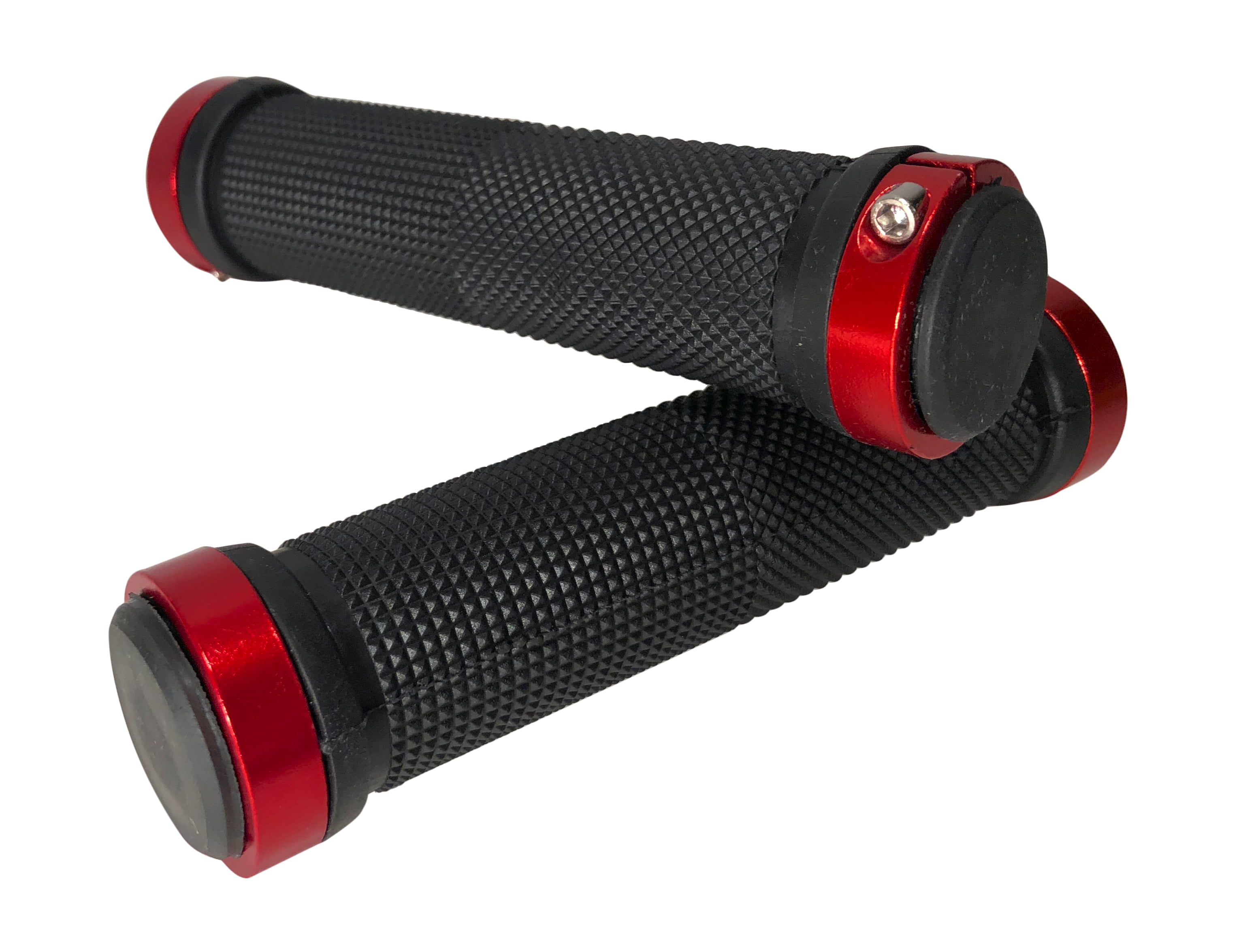 1Pair Double Lock-on Bicycle Handlebar Grips MTB BMX Fixed Gear Bike Black Red 