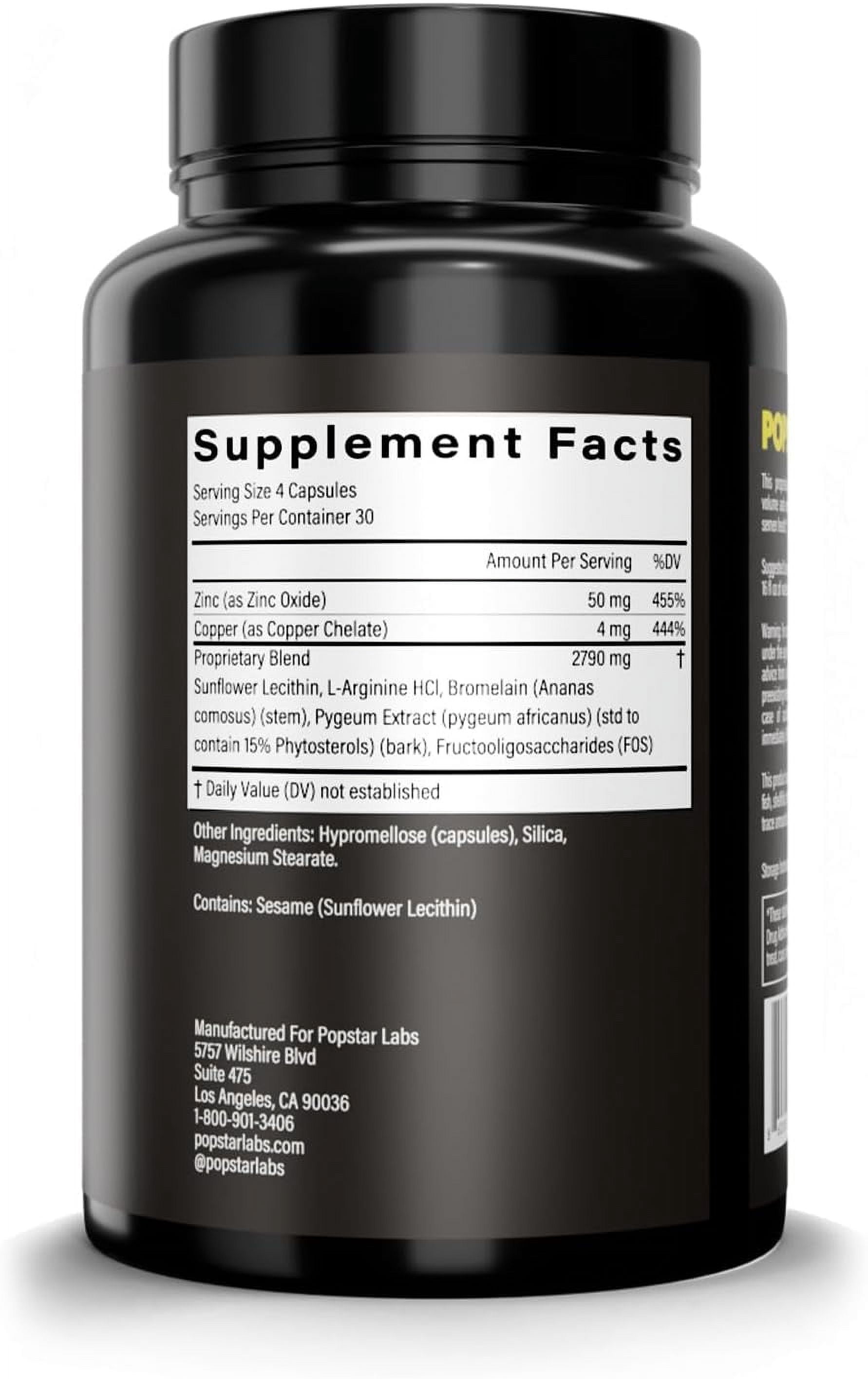 Popstar Semen Volume Supplement - Men's Semen Health & Fertility - Doctor Formulated with Zinc - 1 Month Supply