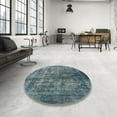 thumbnail image 3 of Ahgly Company Indoor Round Mid-Century Modern Blue Moss Green Oriental Area Rugs, 5' Round, 3 of 6