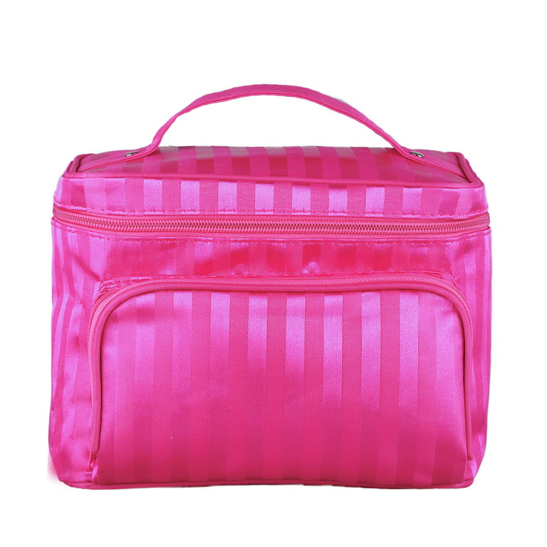 EEEkit Large Capacity Makeup Case, Foldable Stripe Rhombic Makeup Bag  Storage Bag Organizer, Waterproof Travel Cosmetic Case Box, Portable Train  Cases