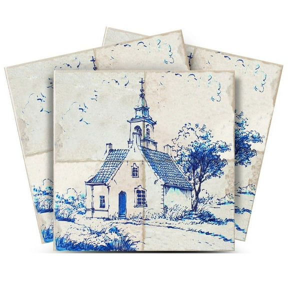 Mi Alma House Blue Tile Stickers - Removable Vinyl 4x4, 24 pcs