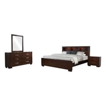 Bela 4 Piece Queen Bedroom Set- Bookcase Headboard- Dark Brown