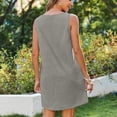 thumbnail image 4 of Sevevn Fashion Women's Summer Casual Round Neck Sleeveless Solid Beach Sundresses Boho Dress Mini Dresses, 4 of 8