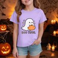 thumbnail image 2 of CAUYDY Kids T-Shirts Halloween Cartoon Ghost Printed Short Sleeve Tops for Girls Casual Fall Shirts Purple Sizes 7-8 Years, 2 of 6