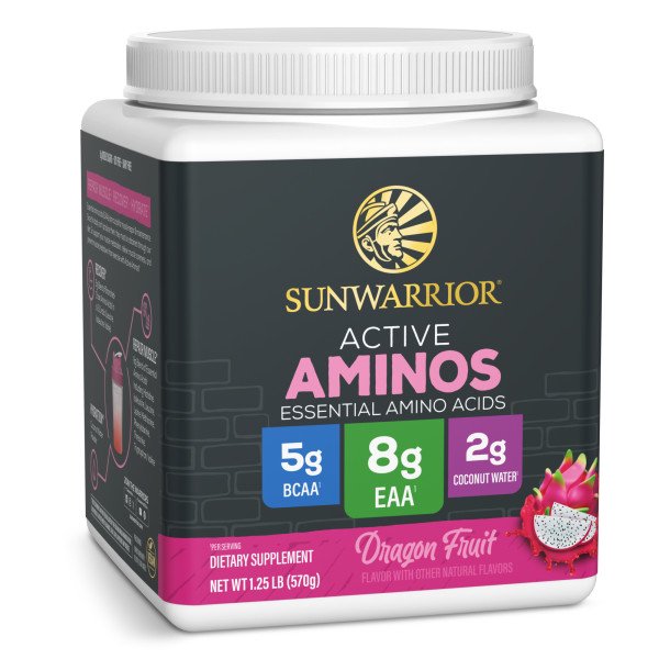 Sunwarrior Amino Energy Powder with Active Amino Acids for Muscle Recovery, Dragon Fruit, 570g