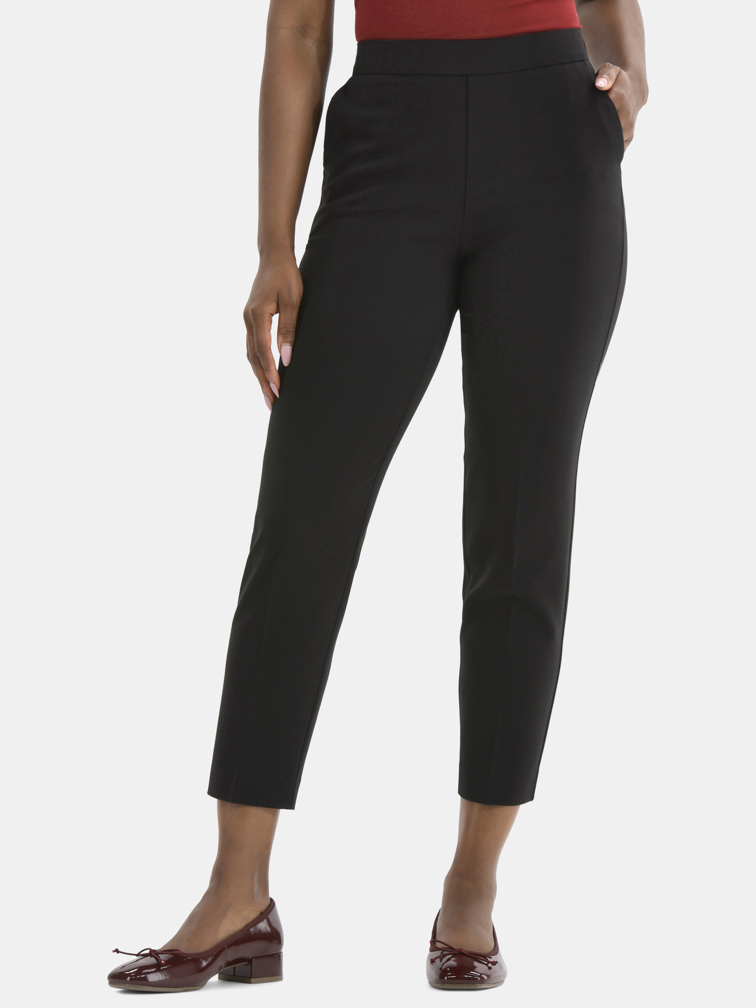Time and Tru Women's Tapered Pull on Pants, 27" Inseam, Sizes XS-XXXL