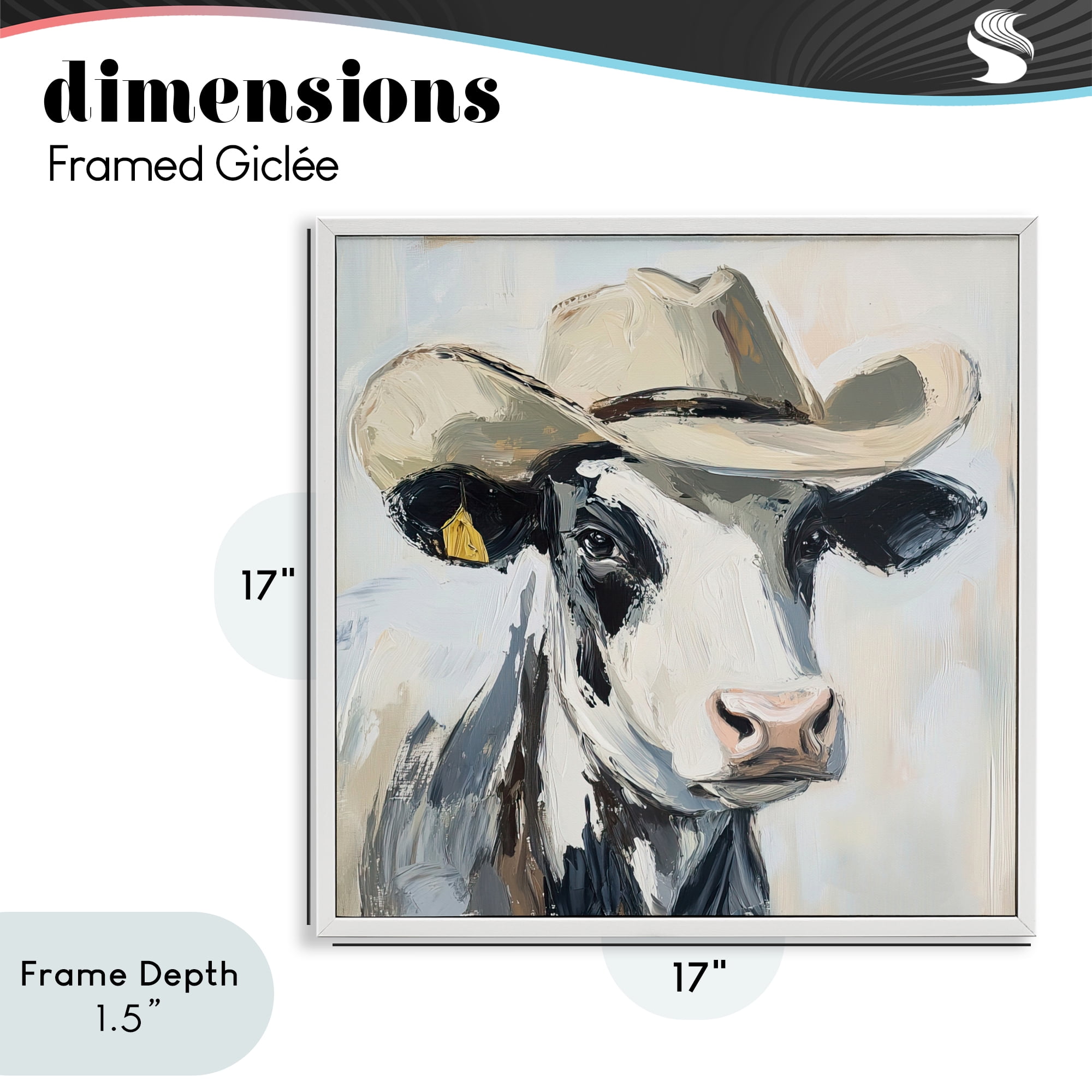Stupell Industries Cowboy Carl Cow White Framed Giclee Art, design by Tina LeCour