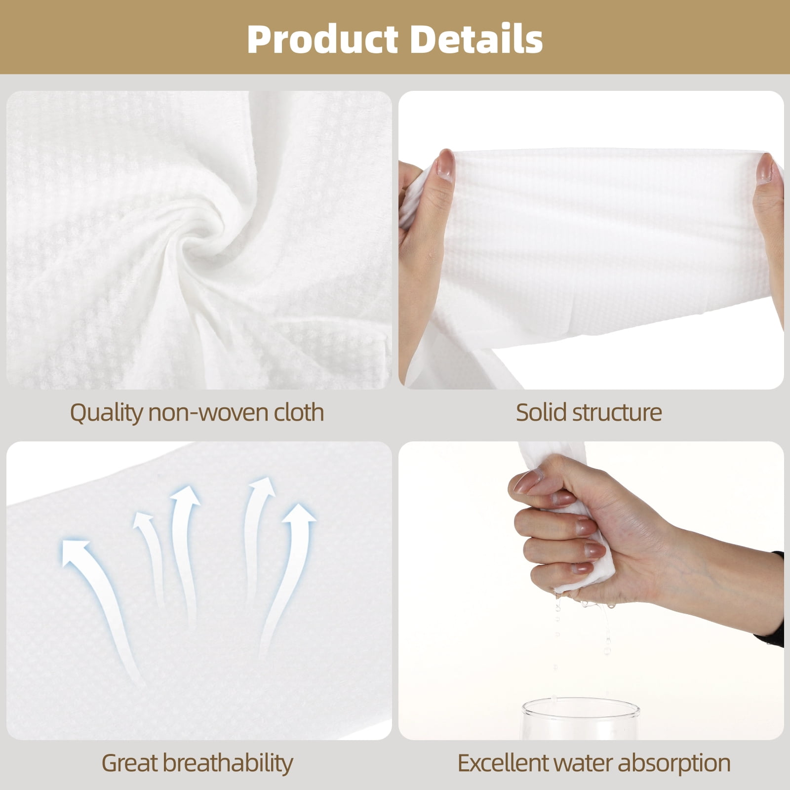 100 Pack Disposable Bath Towels – 27.6" x 11.8" Non-Woven Fabric, Highly Absorbent, Thickened, Ideal for Salons, Spa, Gym, Travel & Personal Hygiene