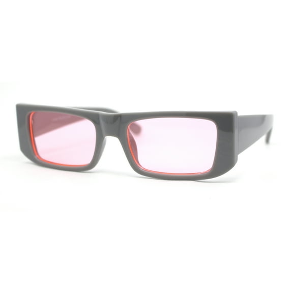 Womens Mod Square Rectangle Subtle Cat Eye Plastic Retro Sunglasses Grey - Pink