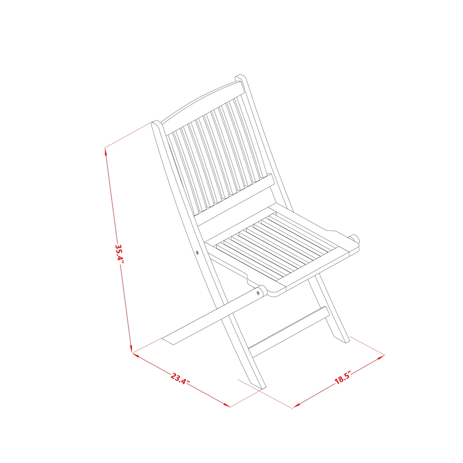 HomeStock Retro Relaxation Solid Acacia Wooden Patio Folding Side Chair -Set Of Two