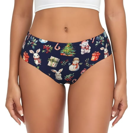 Goofa Christmas Critters Delight Pattern Women s Cotton Underwear Brief Underwear Ladies Panties- Soft  Comfortable  and Stretchy Underwear-XX-Large