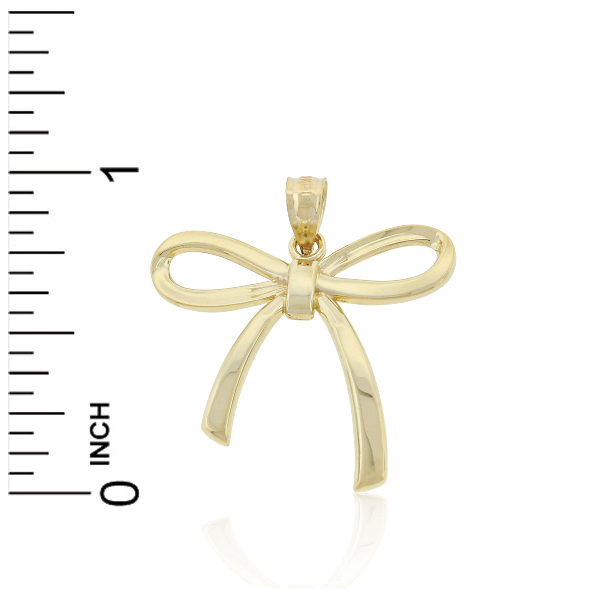 Charm America - Gold Ribbon Bow Charm - 10 Karat Solid Gold