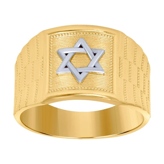 10k Two-tone Gold Mens Religious Judaica Star of David Religious Ring Size 7 14x6.80mm Wide Ring for Men