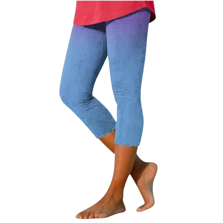 JWZUY Women's Ruffle Hem Yoga Leggings Pants for Gym Sports Pants Soft High  Waisted Legging Work Out Pants Blue XXL 