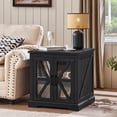 thumbnail image 5 of Joaxswe Farmhouse End Table Set of 2 with Charger, 24" Square Nightstand with Glass Barn Door, Modern Side Table for Office, Classic Black, 5 of 7