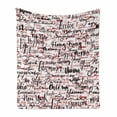thumbnail image 1 of Modern Soft Flannel Fleece Throw Blanket, Ink Handwritten Popular Country Capitals with Fashion Words Artwork, Cozy Plush for Indoor and Outdoor Use, 50" x 70", Red Black and White, by Ambesonne, 1 of 6