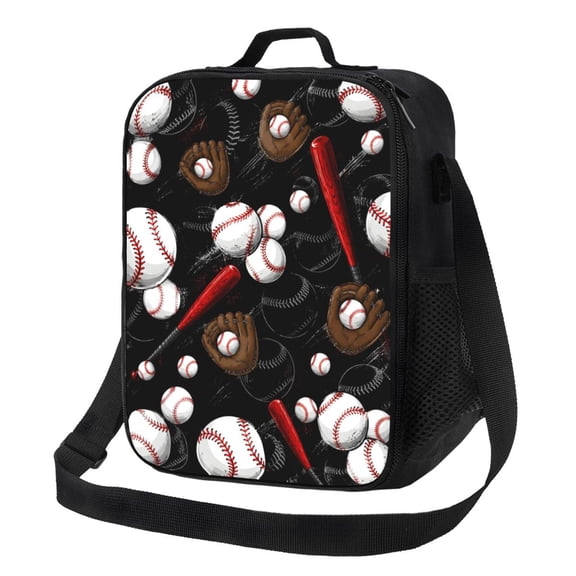 Sports Baseball Lunch Bag Insulated Thermal Lunch Box with Shoulder Strap & Handle for Women and Men