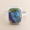 thumbnail image 4 of Earth Gems Jewelry Green Purple Copper Turquoise Ring 925 Sterling Silver Statement Ring for Women, 4 of 6
