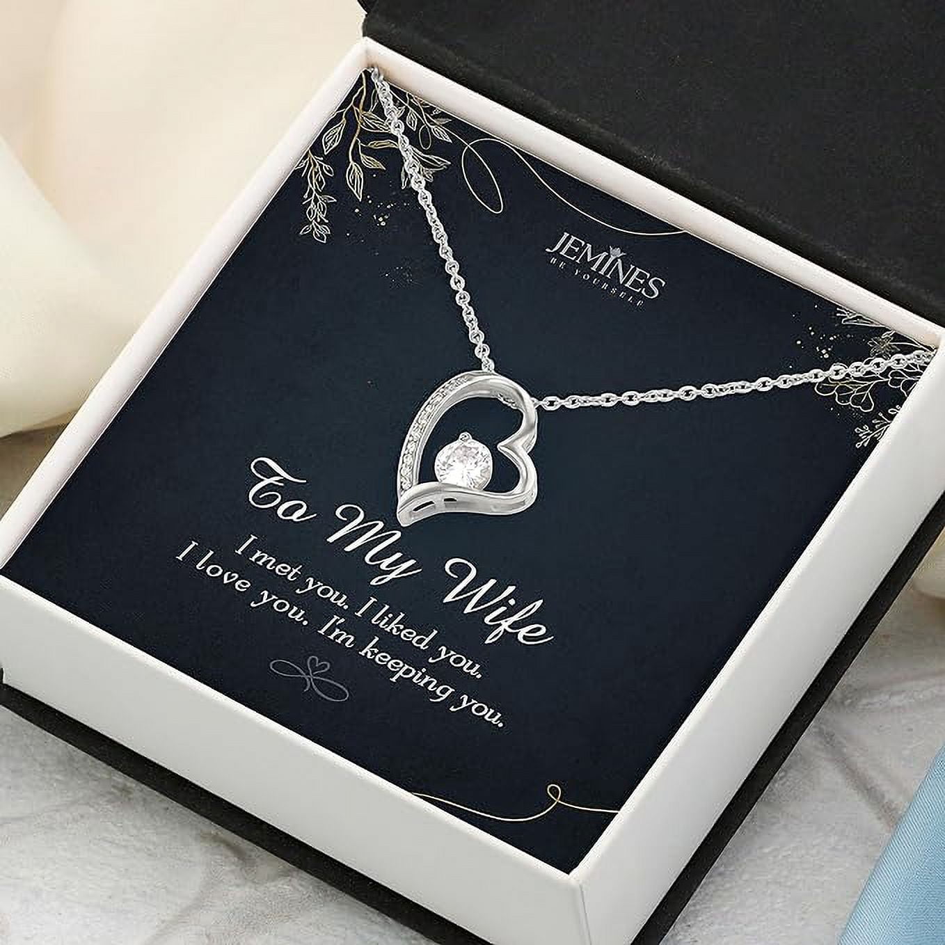 JEMINES Regalo para Mujer, Collar Joyas con Mensaje para el Amor de Mi  Vida, para Mi Hermosa Esposa Collar (Hermosa Esposa, Eternal Hope Necklace)  