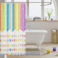 thumbnail image 3 of Manfei Cute Rainbow Stripe Shower Curtain 72Wx72L, Sweet Love Heart Bathroom Curtain, Cream Yellow, 3 of 5
