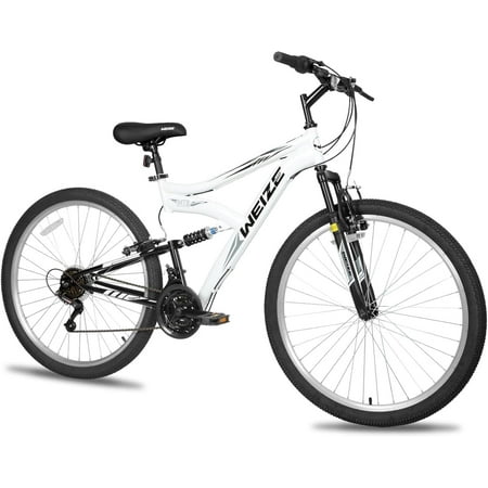 Weize Mountain Bike, 27.5 Inch Outdoor Cycling MTB Bike 18 Speed, High Carbon Steel Frame with Dual Full Suspension, Adjustable Ergonomic Seat for Adult Men Women White Sport Bikes