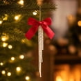 thumbnail image 6 of 6 Pack Pearl Flocked Velvet Bow Ornaments, 4 x 6 Inch Christmas Tree Hanging Bows for Holiday Wreath Garland Mantel Window Door Wall Party Decor, 6 of 8