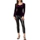 thumbnail image 2 of Camisetas de terciopelo INSPIRE CHIC para mujer con escote corazón, elegantes de manga larga, 2XL, morado, 2 of 6