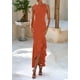 thumbnail image 3 of Vestido largo PRETTYGARDEN 2025 sin mangas con volantes, color rojo sirena, 3 of 5