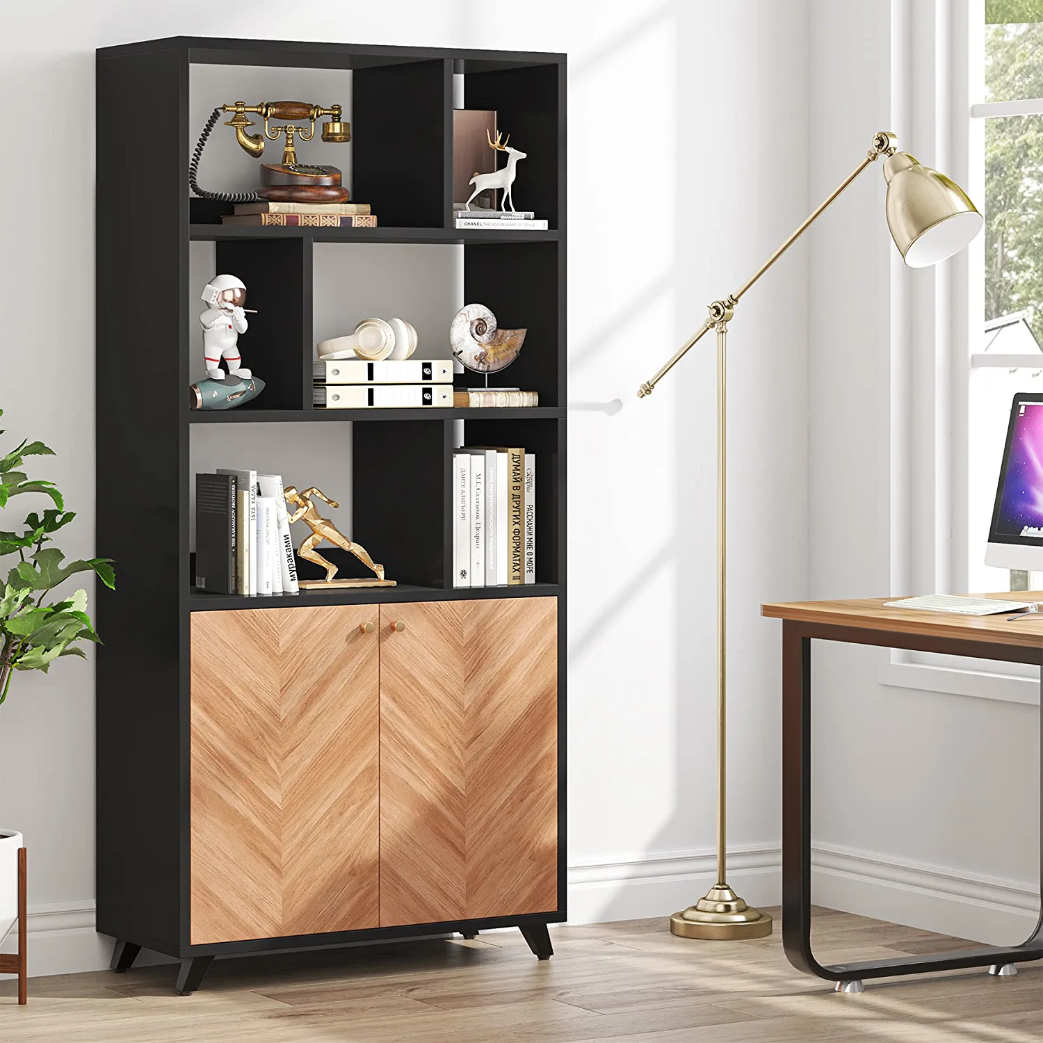 Tribesigbs Modern 5-Tier Bookshelf Bookcases with Open Storage ...