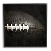 Stupell Industries Football Close Up Photography Sports Photography Black Framed Art Print Wall Art, 12 x 12