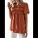 thumbnail image 1 of Blusas de Verano para Mujer, Cuello Redondo, Corta, Blusas Casuales de con Dobladillo de Encaje Fluido, Ropa de Moda 2025 Marrón L, 1 of 10