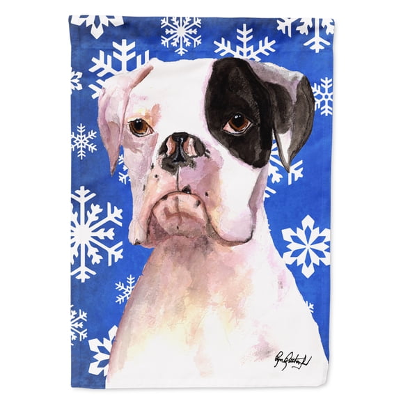 Carolines Treasures RDR3003-FLAG-PARENT Cooper Winter Snowflakes Boxer Flag RDR3003GF multicolor