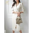 thumbnail image 4 of H Han Queen-vestido de tubo de ocupación elegante para mujer, Vestidos de vaina simples, ajustados, a media pantorrilla, fiesta informal, Otoño, 2022, 4 of 5