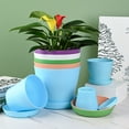 thumbnail image 4 of Mdesiwst Flower Pot Thickened Wear-Resistant Easily Clean Anti-Scratch Solid Break-resistant Ventilated Bottom Round Planters Candy Color Mini Flowerpot for Garden, 4 of 8