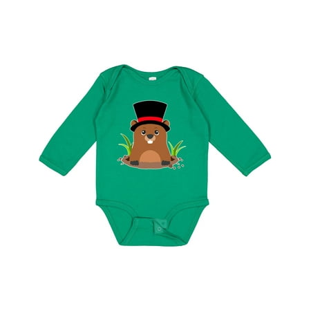 

Inktastic Groundhog Day with Groundhog in Top Hat Gift Baby Boy or Baby Girl Long Sleeve Bodysuit
