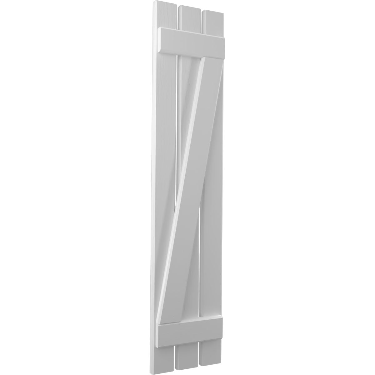 Ekena Millwork 11 1/2"W x 44"H Americraft Three Board (2 Batten) Exterior Real Wood Spaced Board-n-Batten Shutters w/ Z-Bar (Per Pair), Primed